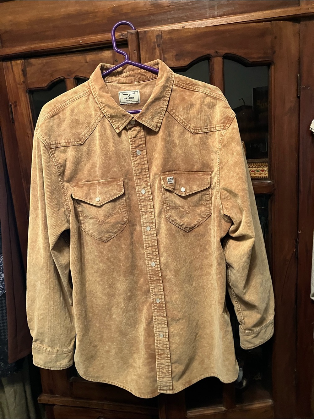 Kimes Ranch Men's Corduroy Pearl Snap-Down Shirt Jacket - Tan